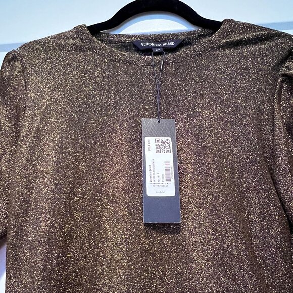 Veronica Beard Waldorf Sparkly Ruched-Sleeve Tee, size Small, NWT - Picture 4 of 8